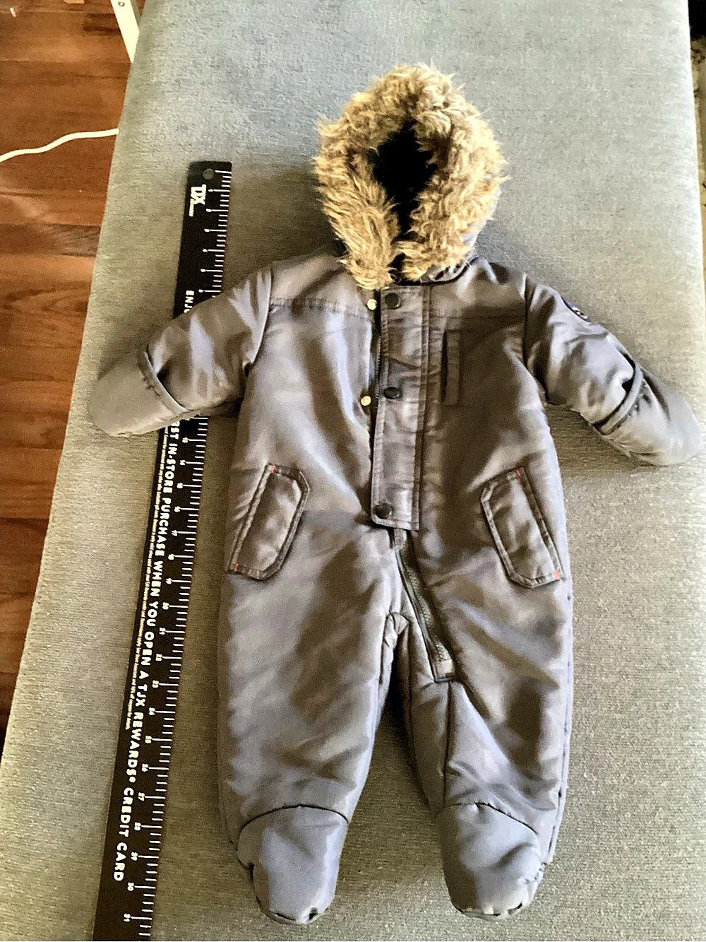 Rothschild Expedition Faux Fur Hood Snowsuit Baby 6/9M Gray Snowsuit